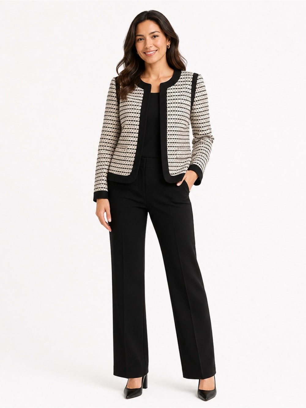 Loft Ivory and Black Blazer Size 2